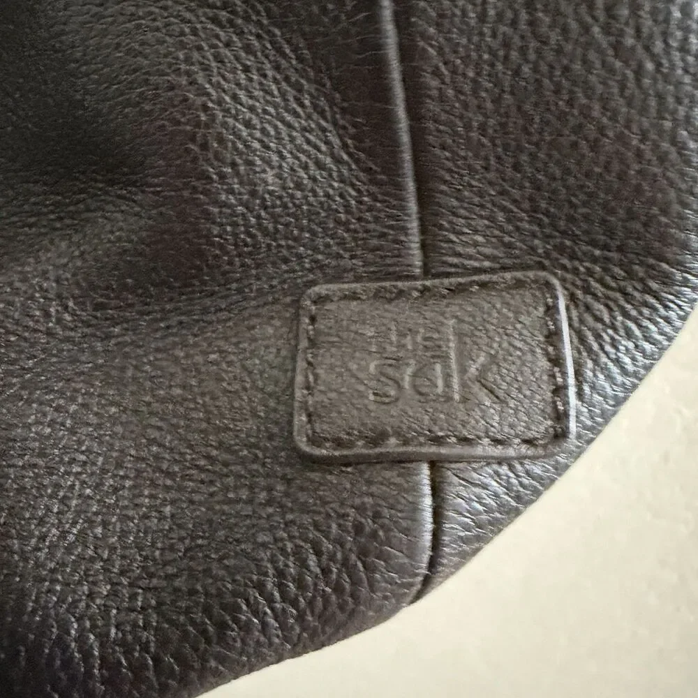 The Sak Slouchy Bucket Hobo Bag Black Leather Braided Straps Studs Y2K Purse